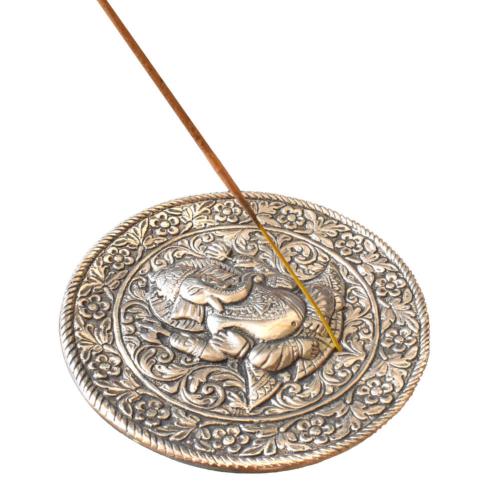 Incense Plate Aluminium Ganesha 12.5cm