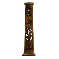 Incense holder, mango wood tower, tapered