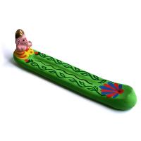 Incense ashcatcher, painted clay with elephant, assorted