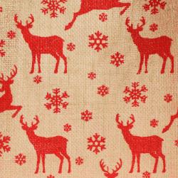 Jute shopper or Christmas gift bag, reindeer design, 30x30cm