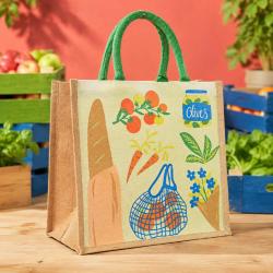 Jute Shopping Bag, At the Greengrocer's 30x30cm