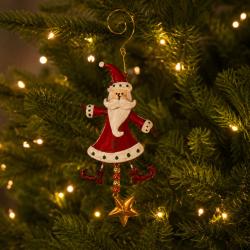 Hanging Decoration, Santa Metal 10x25cm