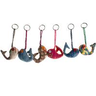 Keychain, fish, recycled fabric assorted colours