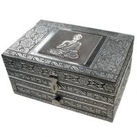 Aluminium jewellery/trinket box, Buddha, 22.5x15x11cm