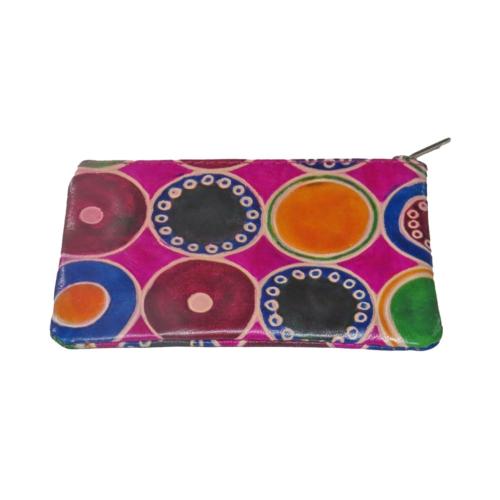 Purse Leather, Circles Multicolour 13.5 x 8.5cm