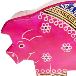 Leather money box pig pink