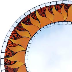 Round mirror, glass mosaic sun design 40cm diameter