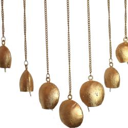 Hanging windchime 9 bells recycled metal indoor or outdoor 44x36cm