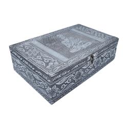Jewellery box, aluminium Buddha design, 20x6x11cm
