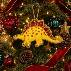 Hanging Decoration Embroidered Stegosaurus Yellow