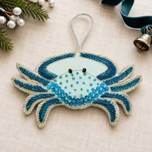 Hanging Decoration Embroidered Blue Crab