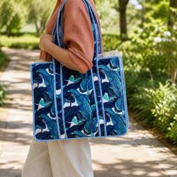 Tote Shopper Bag Quilted Recycled Cotton Assorted Blues