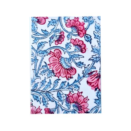 Notebook Recycled Paper Floral Turquoise Blue White Pink 13 x 18cm