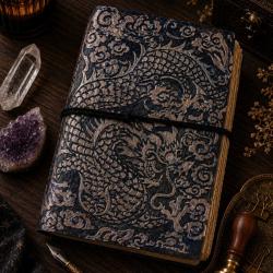 Notebook Leather Bound Dragon 13 x 18cm