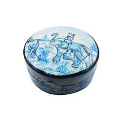 Round Trinket Box Prince on Elephant Papier Mâché 11cm