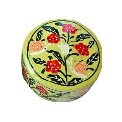 Trinket Box Round Papier Mâché Snails and Flowers 8cm