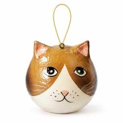 Cat Hanging Decoration Papier Mâché Brown 5cm