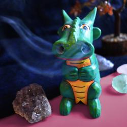 Incense Smoking Dragon Green 11cm height