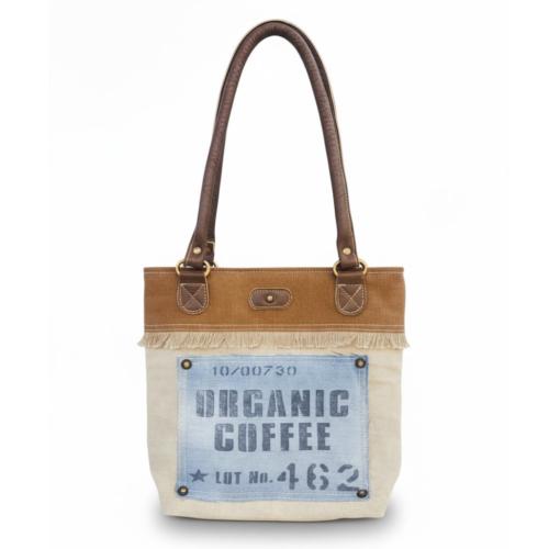 Tote Bag Recycled Tent Canvas, Organic Coffee 33 x 6 x 31cm