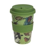 Reusable travel cup, biodegradable, birds in my garden
