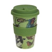 Reusable travel cup, biodegradable, birds in my garden