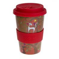 Reusable travel cup, biodegradable, tree of life - cats in love