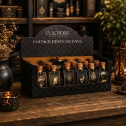 Smudge Resin Incense Esoteric Display Unit With 18 Bottles