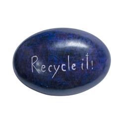 Sentiment pebble oval, Recycle It, blue