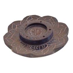 Incense holder ashcatcher soapstone lotus shape blue 6.5cm