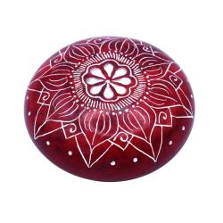Pebble / paperweight, palewa stone, lotus red 6.5cm