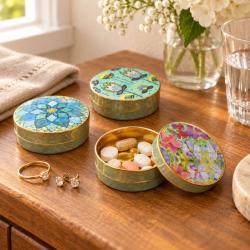 Set of 10 Pill Boxes Assorted Designs Floral
