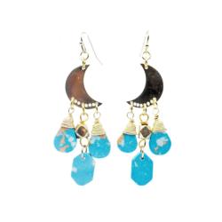 Earrings Moon with 3 Stones