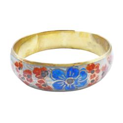 Bangle Floral Blue with Small Red Flowers