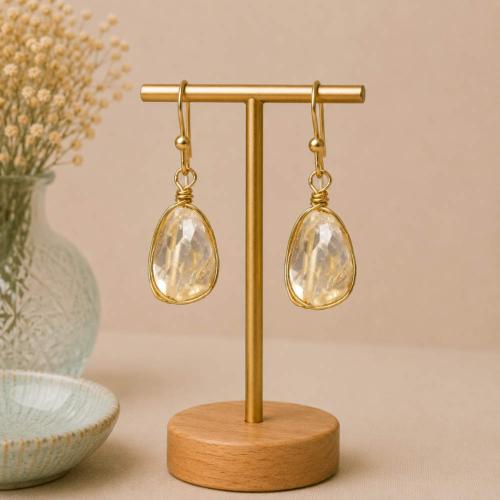 Earrings single drop citrine