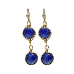 Earrings double drop lapis