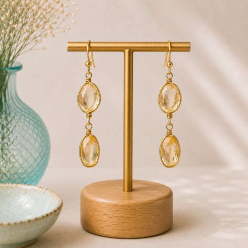 Earrings double drop citrine