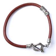 Bracelet (men's/unisex) red with silver coloured clasp