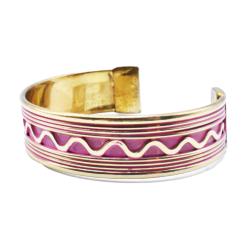 Bracelet / Cuff Bangle Pink Wavy Lines 1.5cm