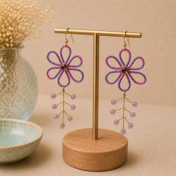 Earrings Delicate Flower and Leaf