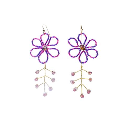 Earrings Delicate Flower and Leaf