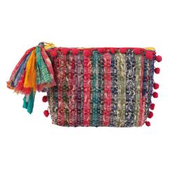 Rag Chindi Pouch Bag Recycled Sari 15 x 4 x 11cm