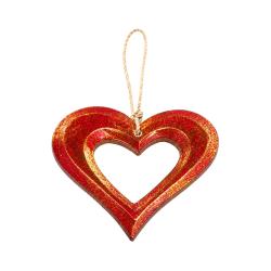 Hanging Heart Decoration Albesia Wood 10 x 10cm