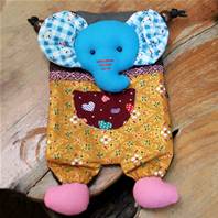 Shoulder purse, fabric, elephant assorted colours 13 x 23cm