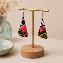 Earrings recycled bottle top + fabric, assorted colours