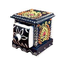 Mini Chest Mango Wood Black 1 Ceramic Drawer 10x10x10cm