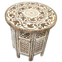 Coffee table mango wood round, white