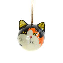 Hanging cat's head decoration, black, papier maché