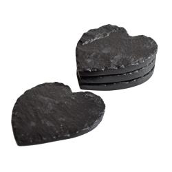 Set of 4 coasters slate heart shaped 10 x 10cm