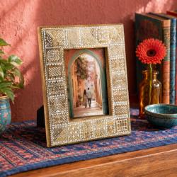 Photo Picture Frame Mango Wood Ethnic Pattern 5 x 7 inches