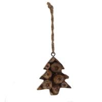 Hanging Christmas tree, decorative wood twig slices